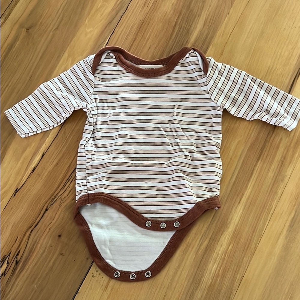 Brown and White Bodysuit with Classic Stripes